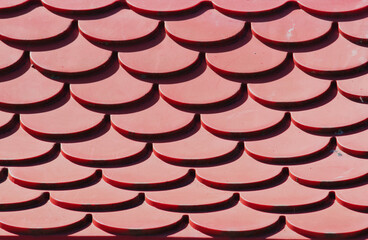 Red plastic playground roof