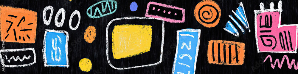 Aufkleber abstract chalk-style graphic with geometric shapes and patterns