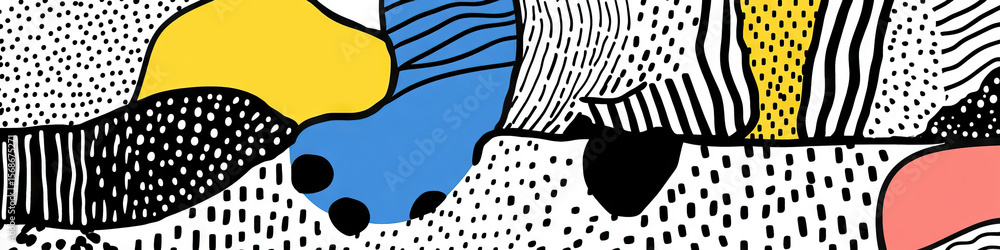 Poster abstract composition with organic shapes and textured patterns