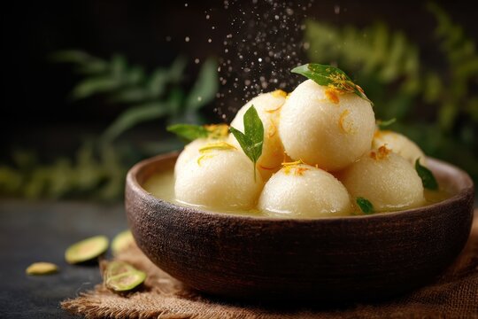 Rasgulla a popular Indian syrupy dessert consists of ball shaped dumplings