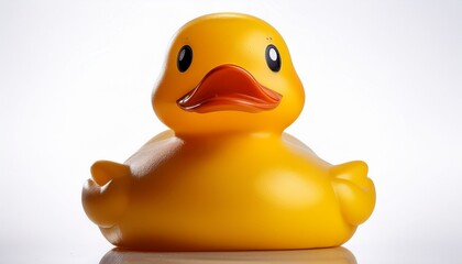rubber duck with a glossy yellow surface highly detailed isolated on a white background