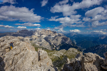 Obraz premium The Dolomites, famous picturesque landscape of Dolomite Mountains, Dolomite Alps or Dolomitic Alps, mountain range in northeastern Italy, South Tyrol region. Italian Dolomites beautiful rock cliffs