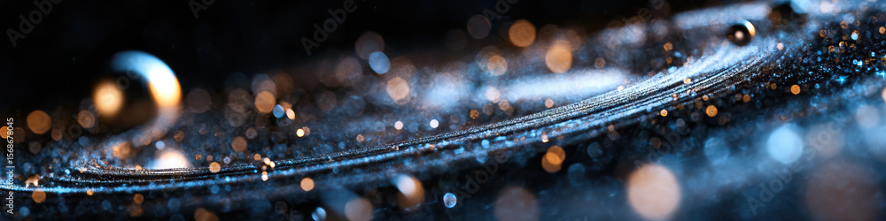 Poster abstract dark blue and gold textured surface with linear element and bokeh