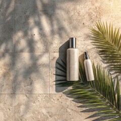 Elegant Cosmetic Bottles with Palm Frond