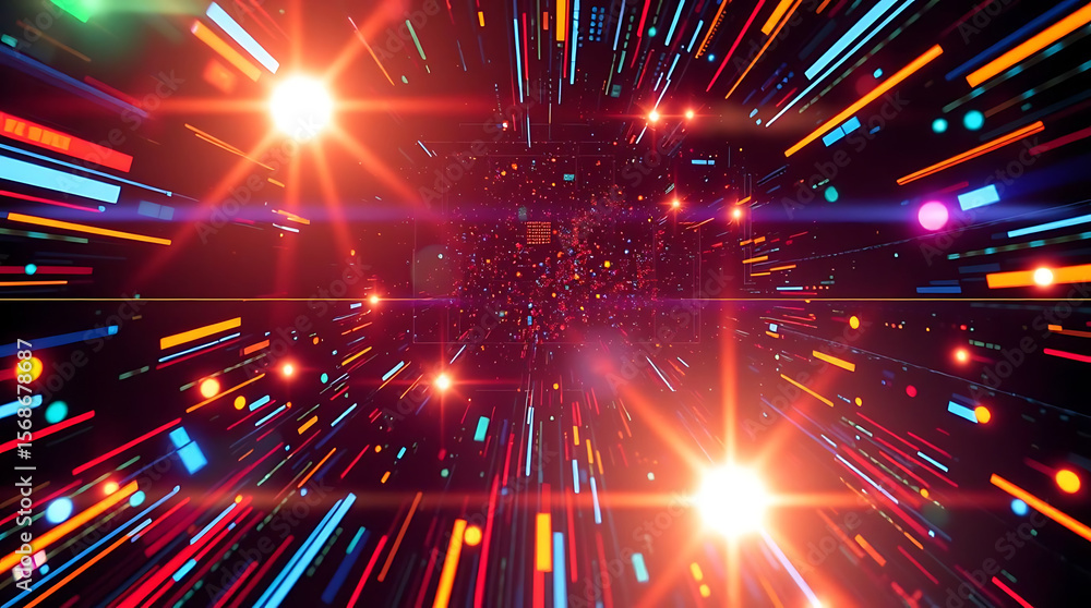 Aufkleber a vibrant abstract background featuring colorful light streaks and glowing orbs in a dynamic composi