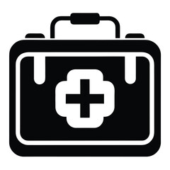 Obraz premium Classic black and white first aid kit medical icon for emergency care