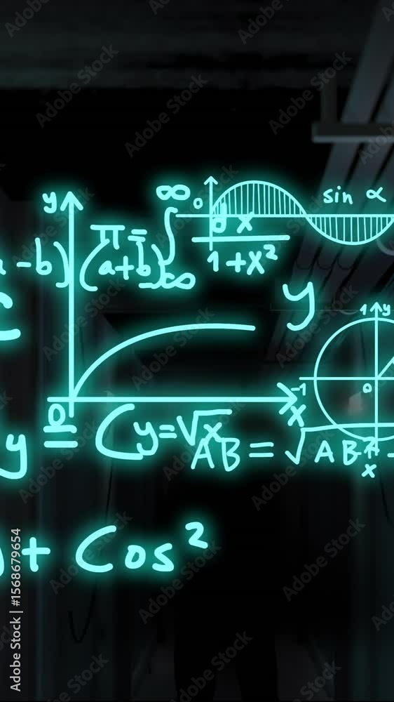 Aufkleber animation of scientific data processing over dark background