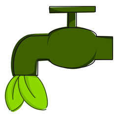 faucet icon with water drop from leaf isolated on transparent background.