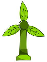 Windmill - Green icon isolated on transparent background.