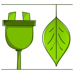plug green icon. Eco friendly concept isolated on transparent background.