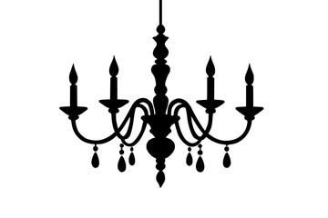 Elegant Chandelier Silhouette Isolated on White Background