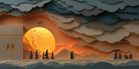 Pilgrimage to Mecca at Sunset