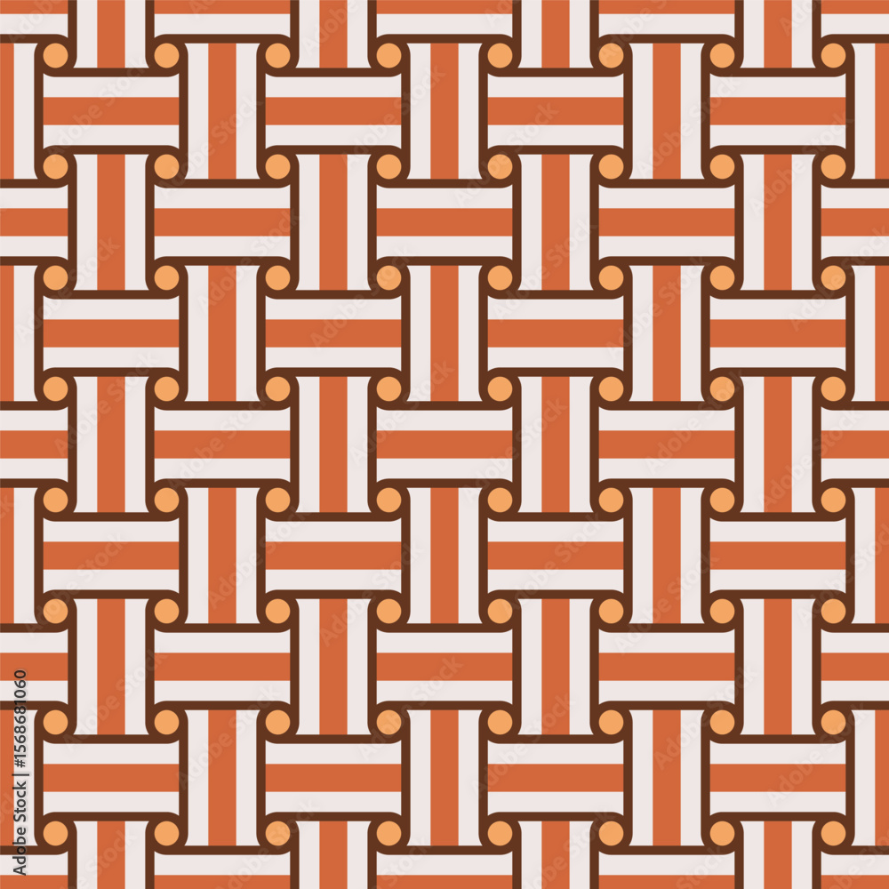 Poster geometric flat woven pattern of rectangles and circles abstract background