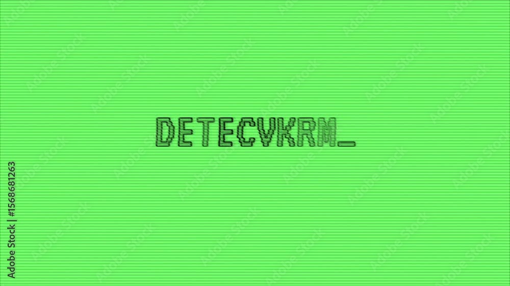 Poster technology word message animation on green background with texture distortions and glitch effect