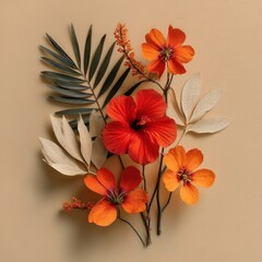 Tropical Hibiscus Flowers Still Life