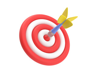 Red dart hits the bullseye, symbolizing business success, accurate aiming, and achieving marketing goals