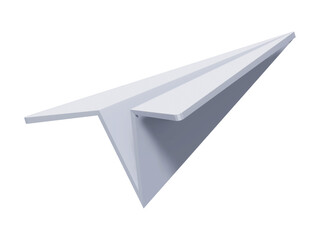 White background features an isolated paper airplane symbolizing freedom, travel, or business flight