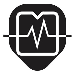 Simple black and white medical heartbeat chart icon for healthcare and wellness