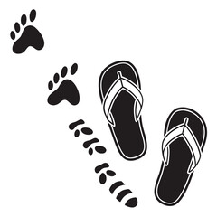 Animal paw prints and flip flops animal tracks footwear