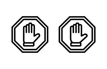 Stop icon vector illustration. stop road sign. hand stop sign and symbol. Do not enter stop red sign with hand