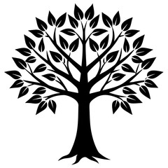 Obraz premium Whimsical Tree Silhouette Illustration with Exaggerated Leaves Vector Art