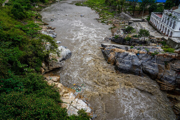 Due to the monsoon, Bagmati river flow has increased in Kathmandu, Nepal