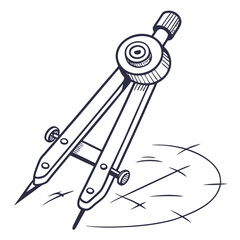 Drawing compass creating circle geometry drafting