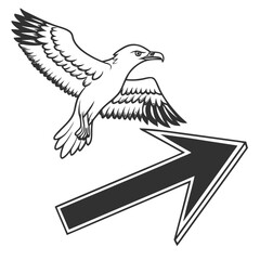 Eagle flying over arrow bird wings