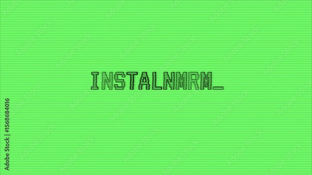 Poster technology word message animation on green background with texture distortions and glitch effect