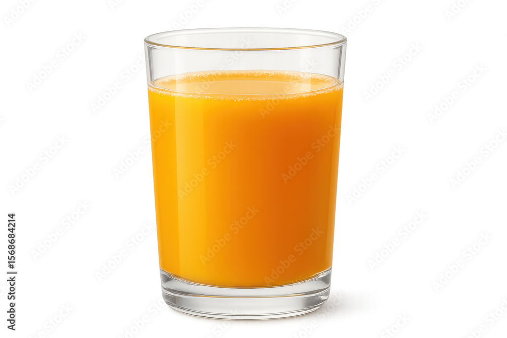 Poster refreshing orange juice filling a glass, creating a vibrant and healthy image with transparent backg