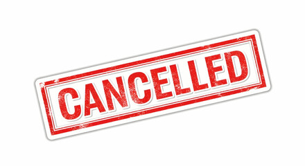 Retro-Modern Halftone Grunge "CANCELLED" Rubber Stamp Impression