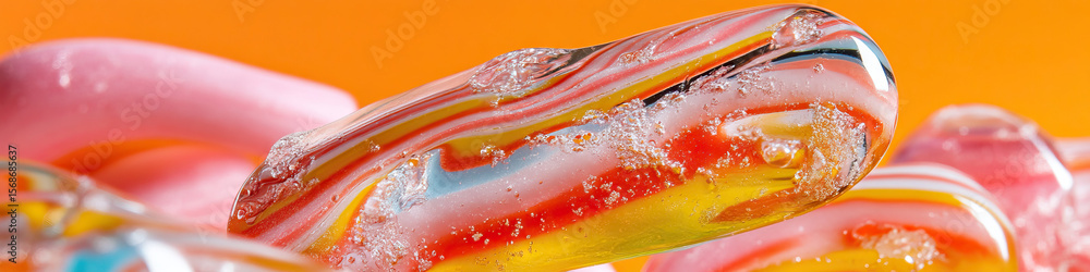 Aufkleber close-up of multi-colored transparent object with air bubbles
