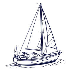 Sailboat on water sailing ocean