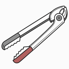 Silver and red kitchen tongs kitchen utensil cooking tool