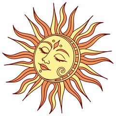 Stylized Sun With Face And Rays celestial