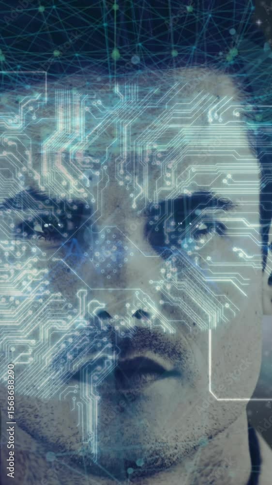 Poster digital animation showcases global computer network technology.