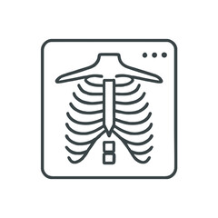 Elegant skeletal chest x-ray outlines create a modern anatomical graphic for scientific studies and medical themes.