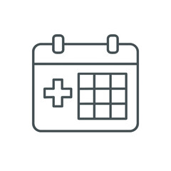Medical appointment scheduling graphic depicts a calendar with a plus sign for healthcare reminders and medical appointments.