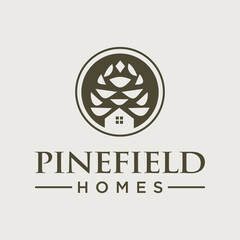 Elegant Geometric Pine Cone and House Logo Symbol for Real Estate