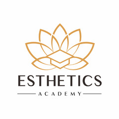Elegant Golden Lotus Spa Beauty Wellness Center Brand Logo Symbol