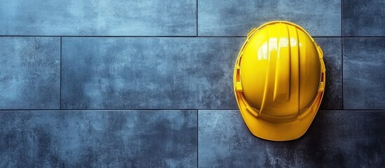 Safety helmet on tiled surface