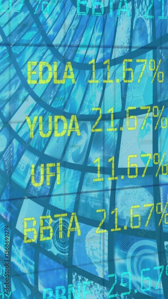 Poster animation of stock data moving over multiple screens