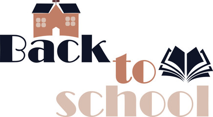 Illustration of a house and a book with a back to school theme.