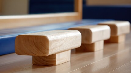 Wooden blocks in a row