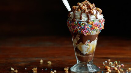 Sweet ice cream sundae