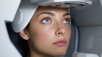 Woman undergoing a head scan