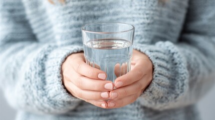 Woman holding glass of water
