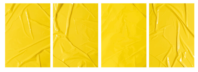 Set of vector yellow sticky note papers A4 size and wrinkles, Copy space stickers or patches for preview tags labels design