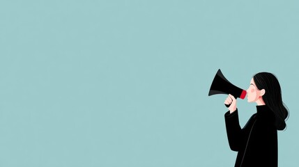 Woman speaking through megaphone