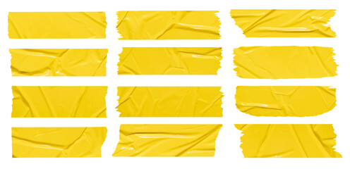 Set of vector yellow sticky note papers wrinkles,  Copy space stickers or patches for preview tags labels design